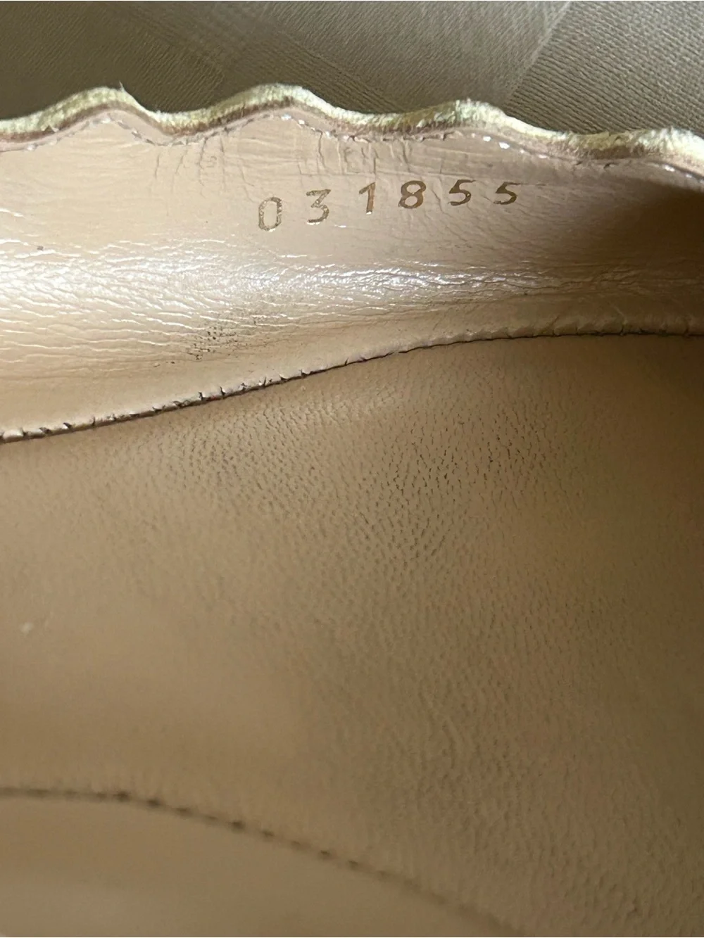 Chloe Lauren Python Embossed Scalloped Leather Ballet Flats
